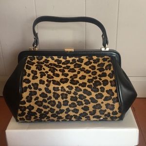 NWT Leather and fuxe fur leopard print purse